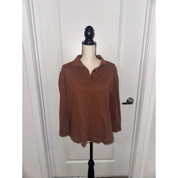 Zara Brown Boxy Polo Button Down Top - Picture 2 of 7